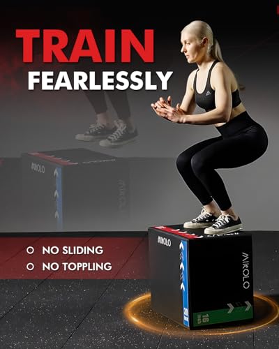 3-in-1 Foam Plyometric Jump Box - Soft with Wood Core, 16" x 14" x 12"