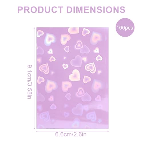 Holographic Heart Card Sleeves - 100 Pack, Purple