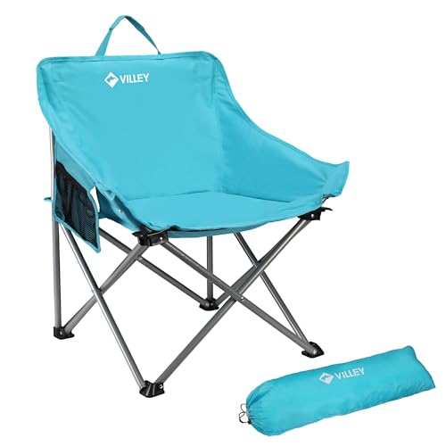 Blue VILLEY Folding Camping Chair with Carry Bag - Outdoor Portable Seat