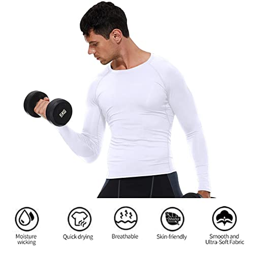 Men's Long Sleeve Compression Workout Shirt - Medium / White - 1 Pack