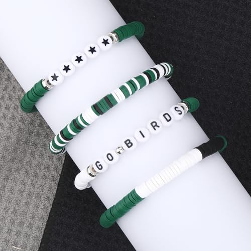 Football Fan Bracelet - Green Eagles Cheerleader Gift