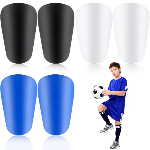 Vinsot 3 Pairs Mini Soccer Shin Guards - Black White Blue, 3.74 x 2.36 in, Lightweight Youth & Adult Protective Pads