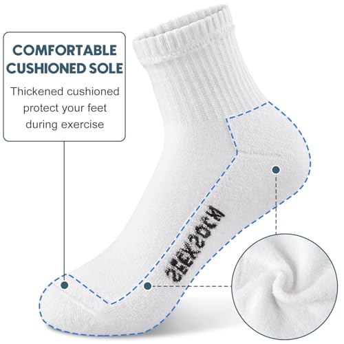 Athletic Cotton Ankle Socks for Women - 6 Pairs Black/White