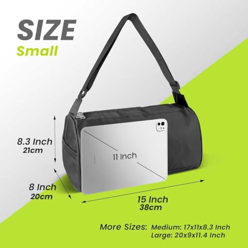 Small Waterproof Travel Duffel Bag - Foldable Gym Bag - Black - 15 Inches