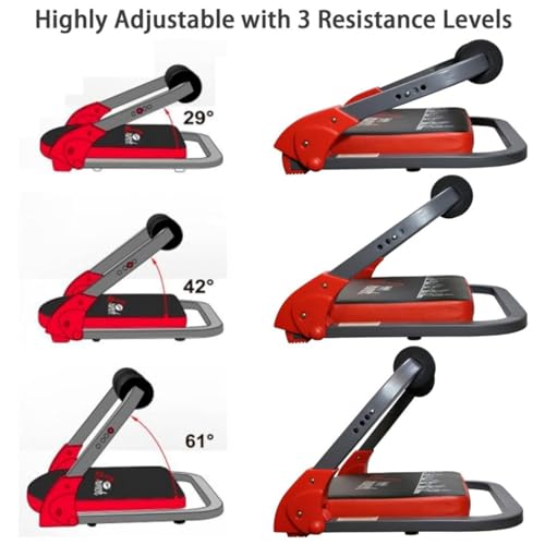 Ab Machine for Home Gym - Sit Up & Core Trainer with Resistance Bands - Red