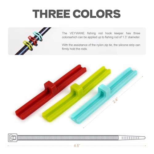 Fishing Hook Keeper - Silicone Holder for All Rods, 12-Pack - Mix Colors