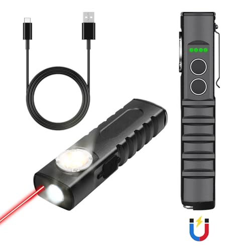 EDC Flashlight with Red Beam Combo Magnetic Work Light Rechargeable Stepless Dimming Flashlight Thickened Aluminium Alloy Material