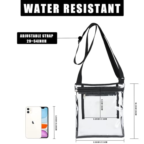 Clear Stadium Bag for Women - Transparent Purse - Black