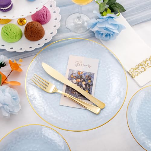 Rubtlamp 175 Pcs Plastic Dinnerware Set (25 Guests), Blue Disposable