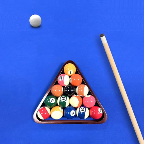 Solid Pinewood Pool Ball Rack - Burgundy Triangle Rack for 2-1/4" Balls