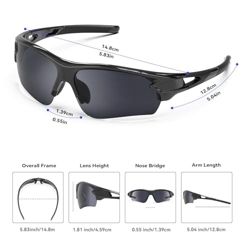 Polarized Sports Sunglasses for Men & Women - UV400 Protection