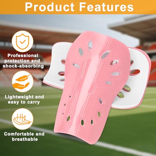 Lightweight Soccer Shin Guards for Kids - 2 Pairs Dust Pink & Purple
