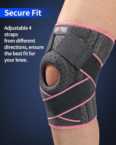ABYON Knee Brace for Men & Women - XL-XXL Support for Meniscus Tear, ACL, Arthritis, Post-Surgery - Gray-Pink, Pack of 1