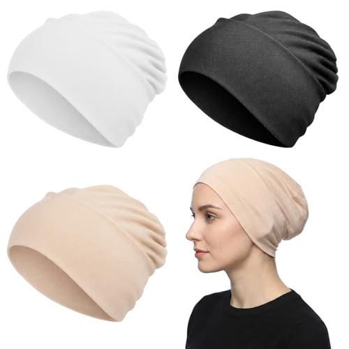 3 Pcs Non-Slip Hijab Undercap - Solid Color Caps for Women