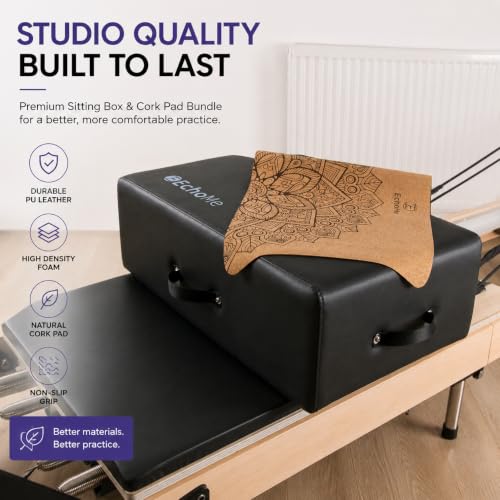 Pilates Sitting Box for Reformer - Black Wooden Exercise Accessory