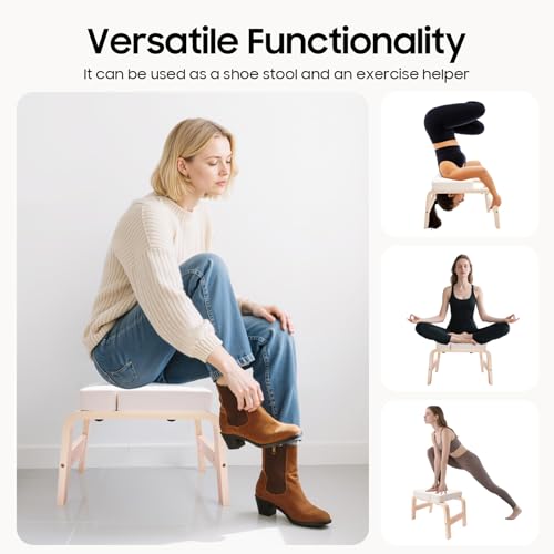 Yoga Headstand Bench for Beginners - Inversion Stool with Cushion