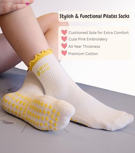 Grip Socks for Yoga, Pilates & Home Workouts - Lemon