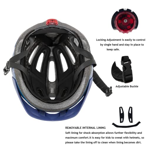 Exclusky Kids Bike Helmet with LED Light - Starry Sky, Adjustable Youth Cycling Safety Gear for Boys & Girls, 50-57cm, Ages 5-12