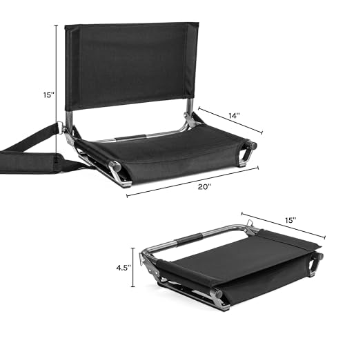 Cascade Mountain Tech Grey Lightweight Stadium Seat with Back Support & Bleacher Hook
