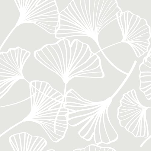 Peel and Stick Wallpaper Boho White and Grey Floral Wallpaper Boho Contact Paper Removable Vinyl Vintage Wall Paper Renter Friendly for Bedroom (17.7"x78.7")