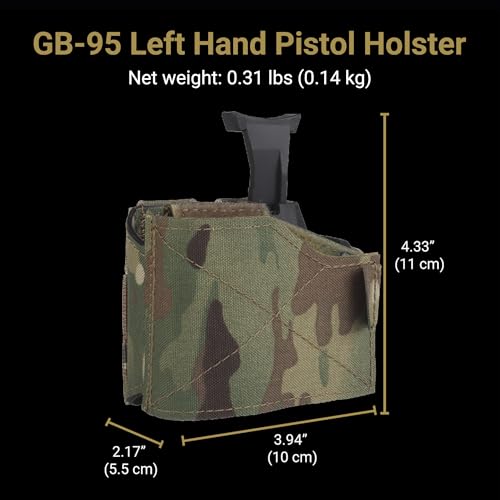 Left-Hand Tactical Holster - Universal Fit for Most Pistols, 500D Nylon