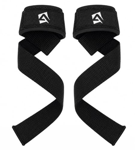 Weight Lifting Straps - Padded Cotton Gym Wrist Straps - Original Black