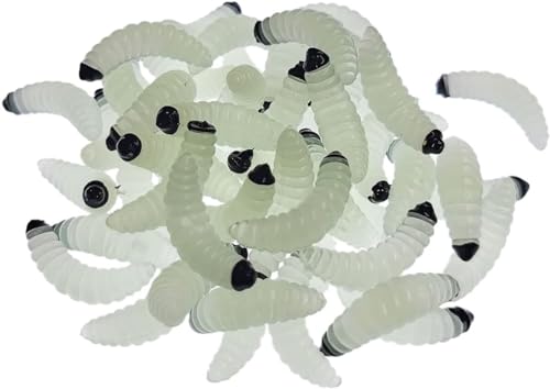 50pcs Soft Plastic Fishing Maggots - 1-Inch Artificial Lures - Luminous
