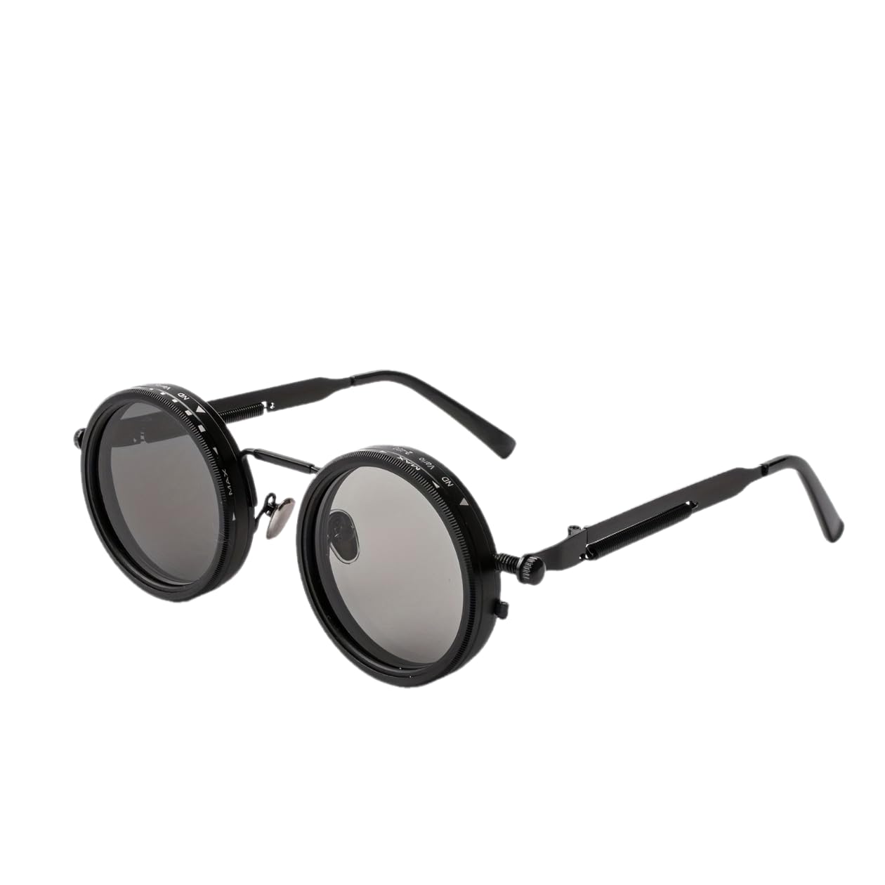 YG Culture Steampunk Rotating ND Filter Sunglasses, Adjustable Tint & UV400 Protection for Driving, Fishing, and Outdoor Activities (Black Frame)