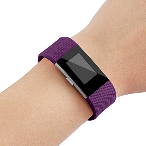 Sport Bands for Fitbit Charge 2 - 3 Pack Adjustable Replacement Wristbands - Small, Black/Purple/Navy Blue
