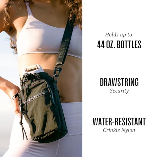 Water Bottle Sling Crossbody Bag with Pockets for Essentials