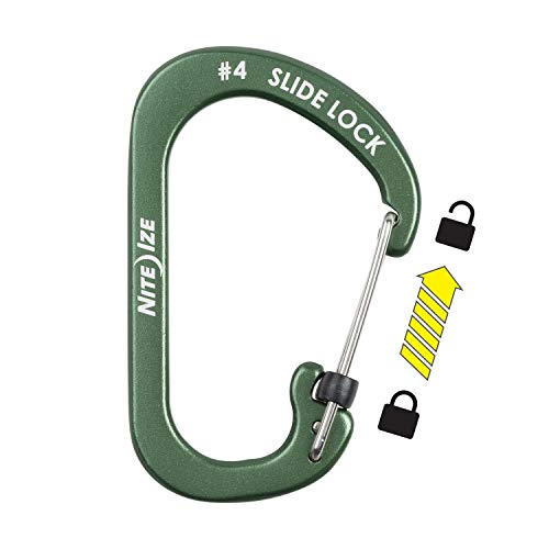 SlideLock Carabiner - Size #4 - Olive Aluminum Key Clip