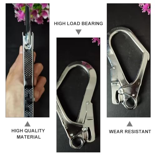 DOITOOL 2Pcs High Strength Alloy Steel Large Drop Forged Double Lock Rebar Snap Hook Safety Fall Protection Lanyard Hook Multifunctional Carabiners