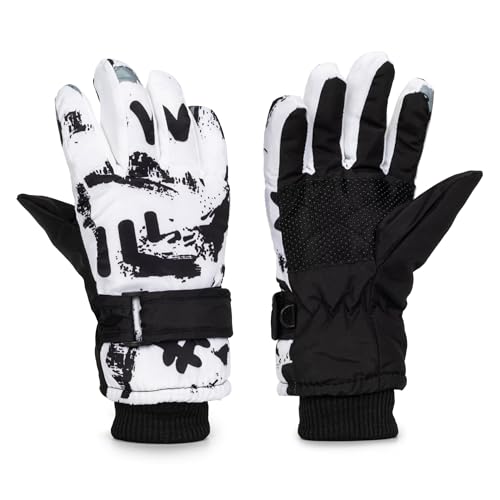 Kids Waterproof Winter Snow Gloves - Graffiti a, 6-9 Years
