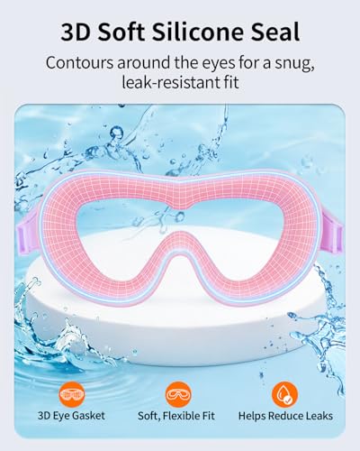 Pixel Panda Kids Swim Goggles 2 Pack Cyan & Purple for Ages 3-14, No Hair Pulling