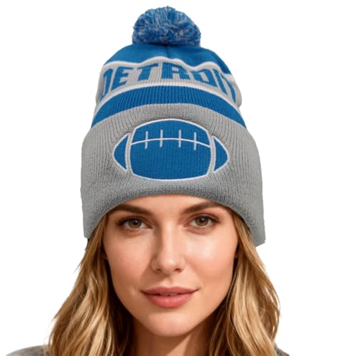 Knit Beanie Hat with Pom - Winter Cuffed Cap for Men & Women