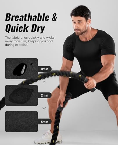 Niksa Men's Compression Workout Shirt Black Small 1-Pack Short Sleeve Moisture Wicking Base Layer