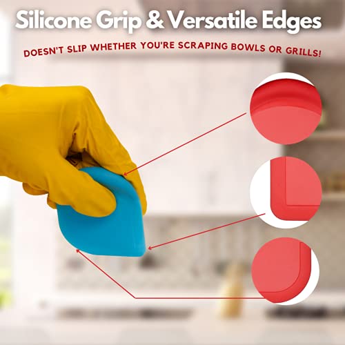Versatile Pan Scraper Tool - Silicone Grip for Cast Iron & Dishes
