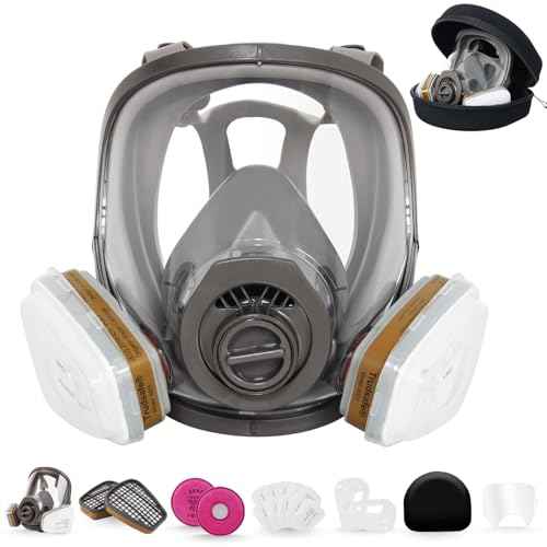 Full Face Respirator Mask with Hard Travel Case for Spraying, Organic Vapor and Dust, Dust Mask, Painting Mask, Work Gas Mask with Organic Vapor Filter