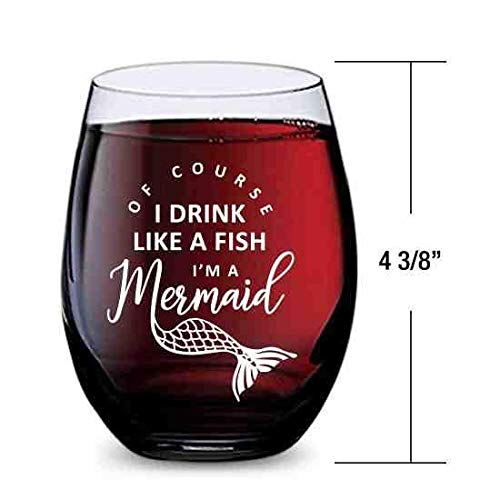 Stemless Wine Glass - Unbreakable Tritan Plastic, 16 Ounces - Mermaid Gift