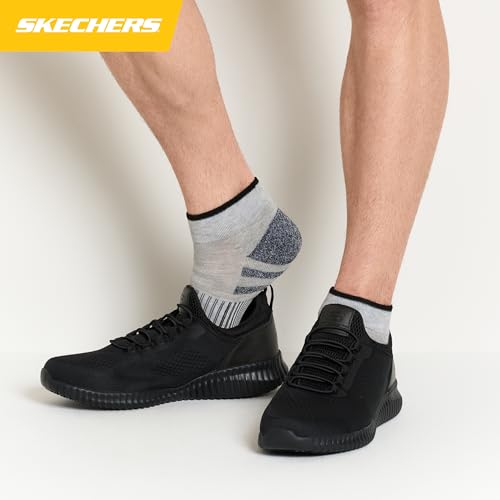 Skechers Men's 8-Pack Work Quarter Crew Socks - Extended Cushion & Mesh Ventilation, Cool Grey/Steel Grey, Size 10-13