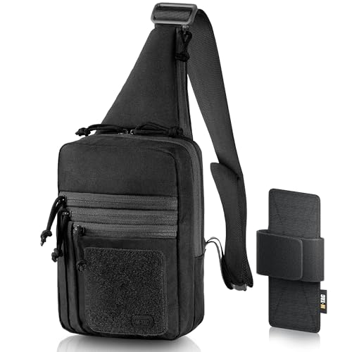 EDC Tactical Sling Bag for Men & Women - Concealed Carry Chest Pack - Black Loop Panel
