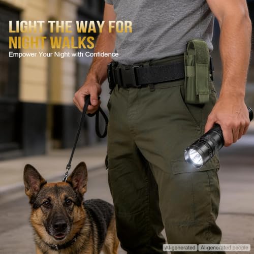 Onetigris Green Molle Flashlight Holster 500D Nylon Tactical Pouch Belt Carry