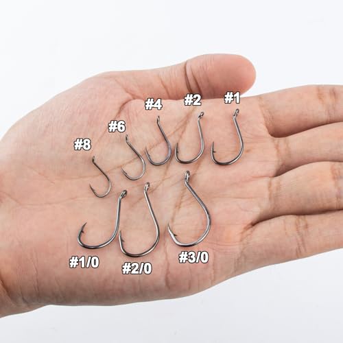 Dr.Fish 100 Pack Black Offset Octopus Fishing Hooks #9/0 for Saltwater & Freshwater