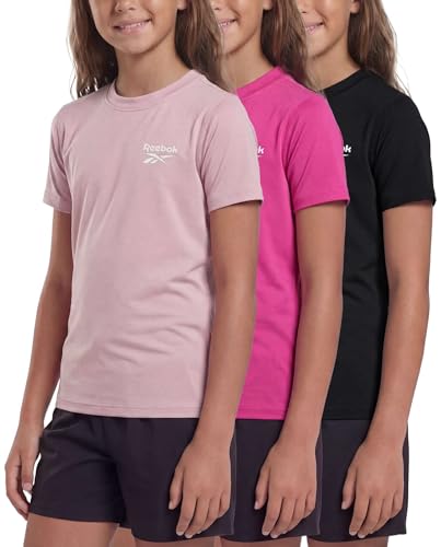 Girls Short Sleeve Rashguard Swim Shirt - UPF Sun Protection - Large Solid Black, Fuchsia Fedora, Fragrant Lilac