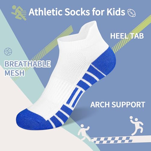 SPTRAMLE 12 Pairs Kids Athletic Socks with Tab - 5-7 Years, Multicolor #2