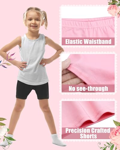 Toddler Girls Cotton Bike Shorts - 5 Pack, 3T - Black, Gray, White, Pink, Light Rose