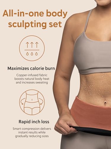 CU Copper Slim Waist Belt for Women - Medium Black Tummy Control & Sweat-Enhancing Workout Belt