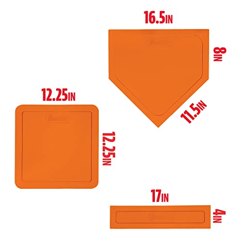 Baseball Bases Set with Home Plate & Pitcher's Rubber - Orange