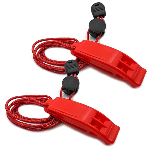 2-Pack Emergency Survival Whistles - 120dB Loud Safety Whistle with Lanyard