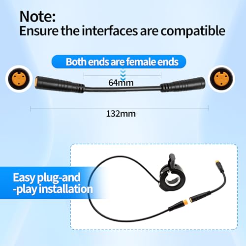 3-Pin Electric Bike Adapter Cable - 5.2in Waterproof Connector